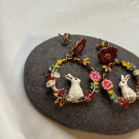 Les Nereides Enchanted Encounters Rabbit Earrings Cottage Boho French Dainty - Picture 8 of 9